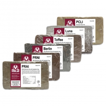 SIO-2 Stoneware Ceramic Pottery Clay Assortment, 24 lb - PRAI, PRNI, Berlin, Toffee, Luna, PCLI